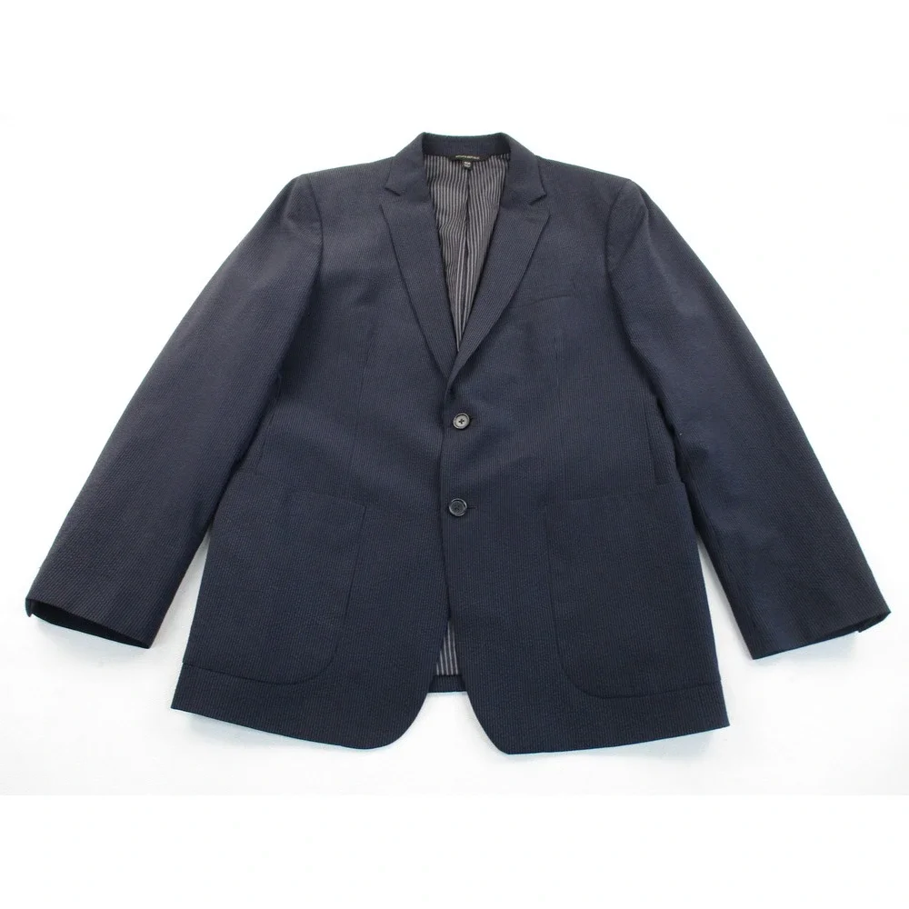 Banana Republic Marzotto Blazer Mens 40R Blue Seersucker Wool Silk Sport Coat